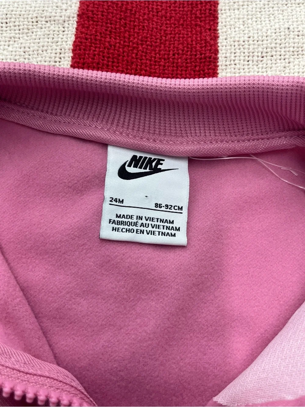 Nike Kids Pink Track Jacket with White Logo Girls Size 24 Months NWT